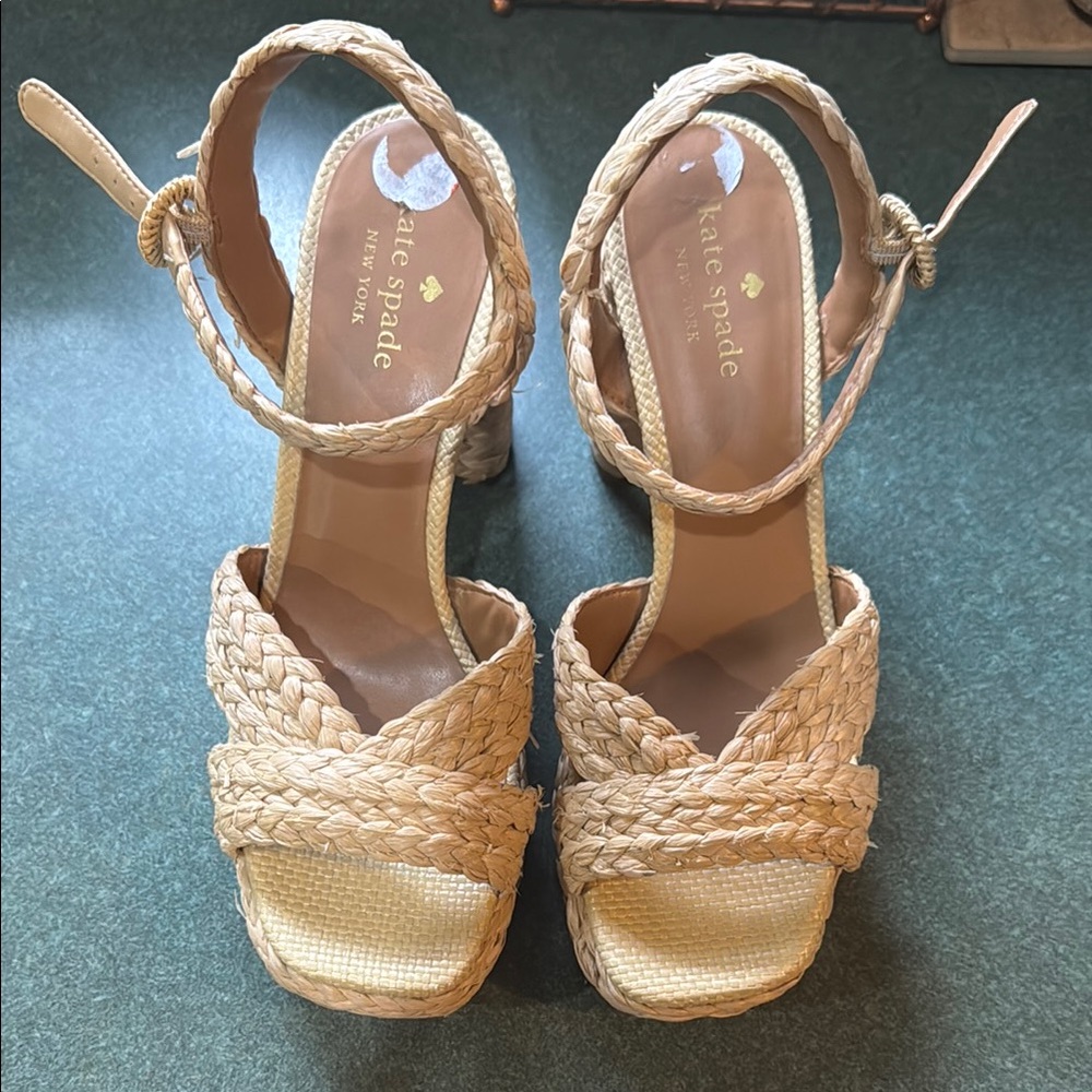 Kate Spade Women's Tan Woven Heels NEW